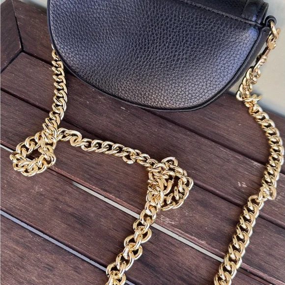 Versace Jeans Collection Black and Gold Mini Crossbody Bag with Baroque Clasp - Picture 8 of 9